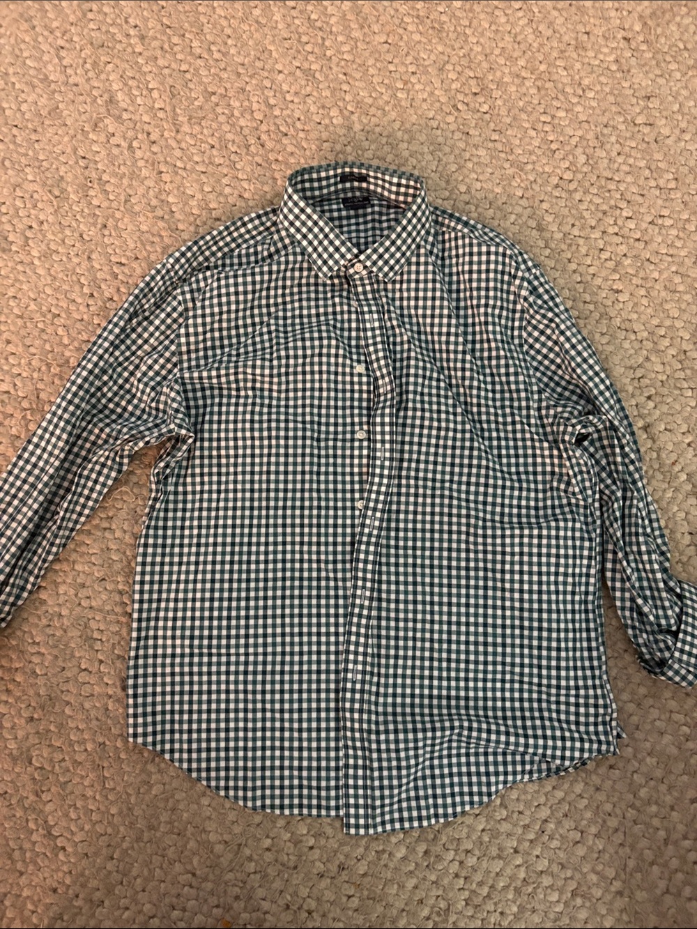 J Crew Size XXL Men's Green and White Check Button-Down Shirt